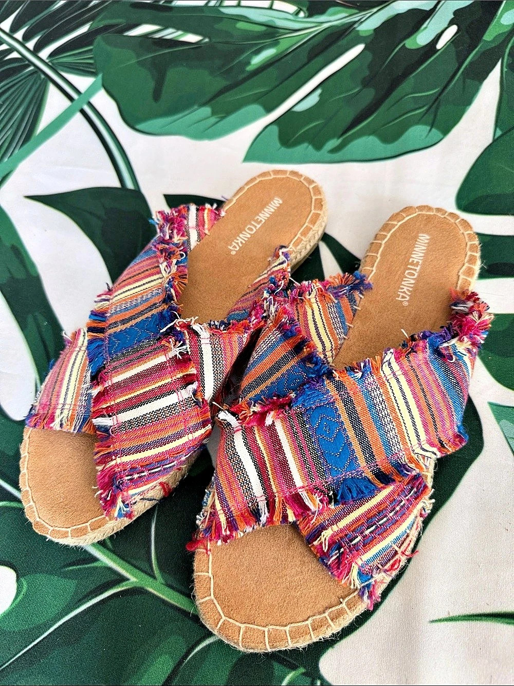 Minnetonka Pepper Espadrille Slide Sandal Multicolor